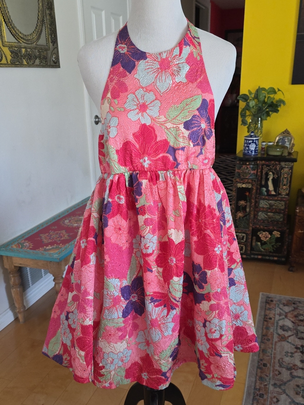 Free People Pink Floral Halter Dress